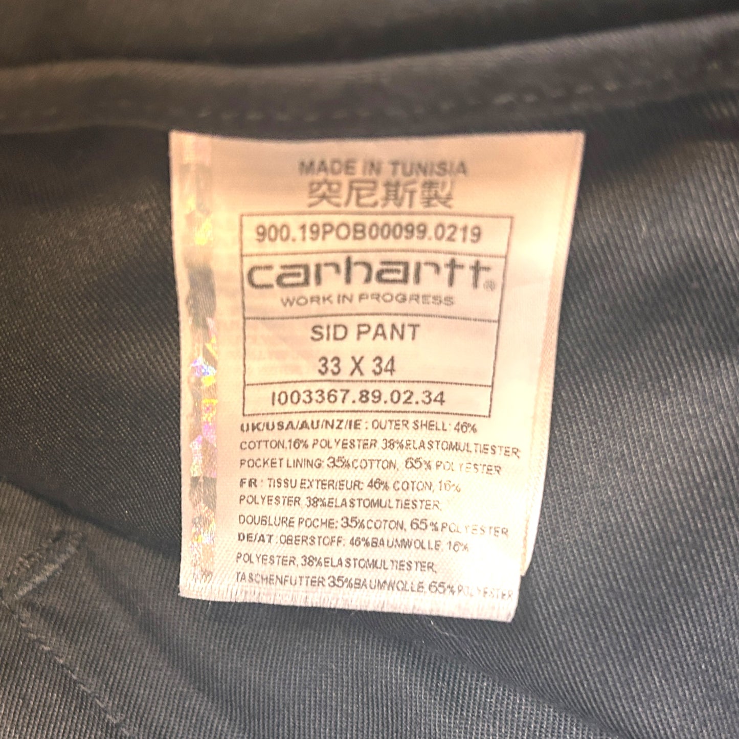 Black Carhartt WIP Sid Pant 33/34 - Ex Materia