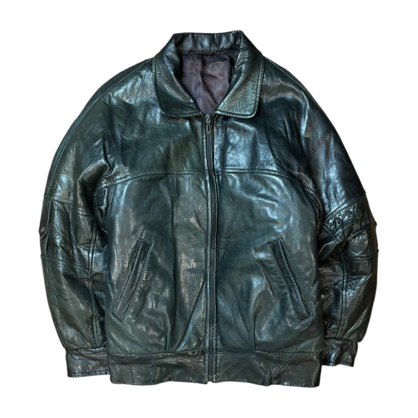Vintage Leather Bomber Jacket - Ex Materia