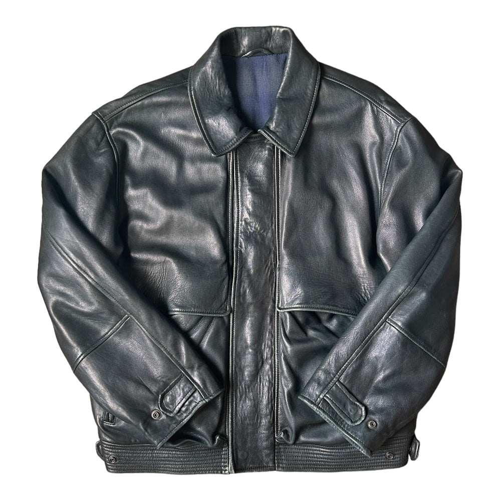 Vintage Hugo Boss Buffalo Leather Cashto store Bomber Jacket 42R